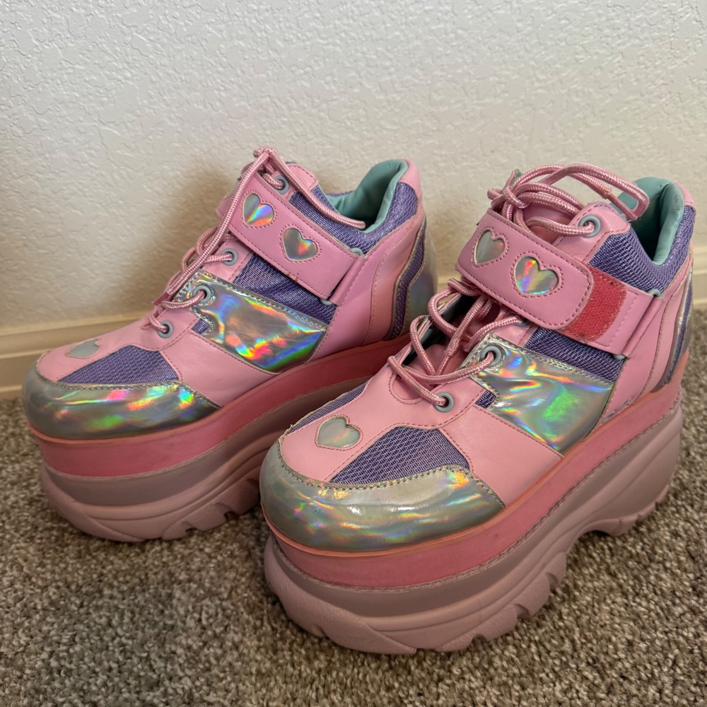 Fairycore Rave Sugar Thrillz Fairywalker Platform Sneakers Size 7 Pink - Picture 2 of 5